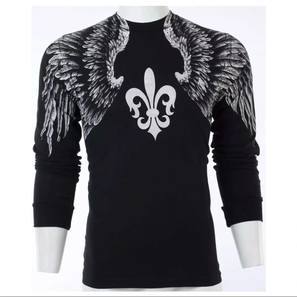 Xtreme Couture AFFLICTION Men's Long Sleeve Shirt AEROSMITH Biker Black - Picture 6 of 8